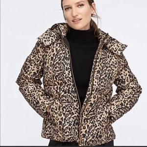 J Crew Leopard Puffer Coat